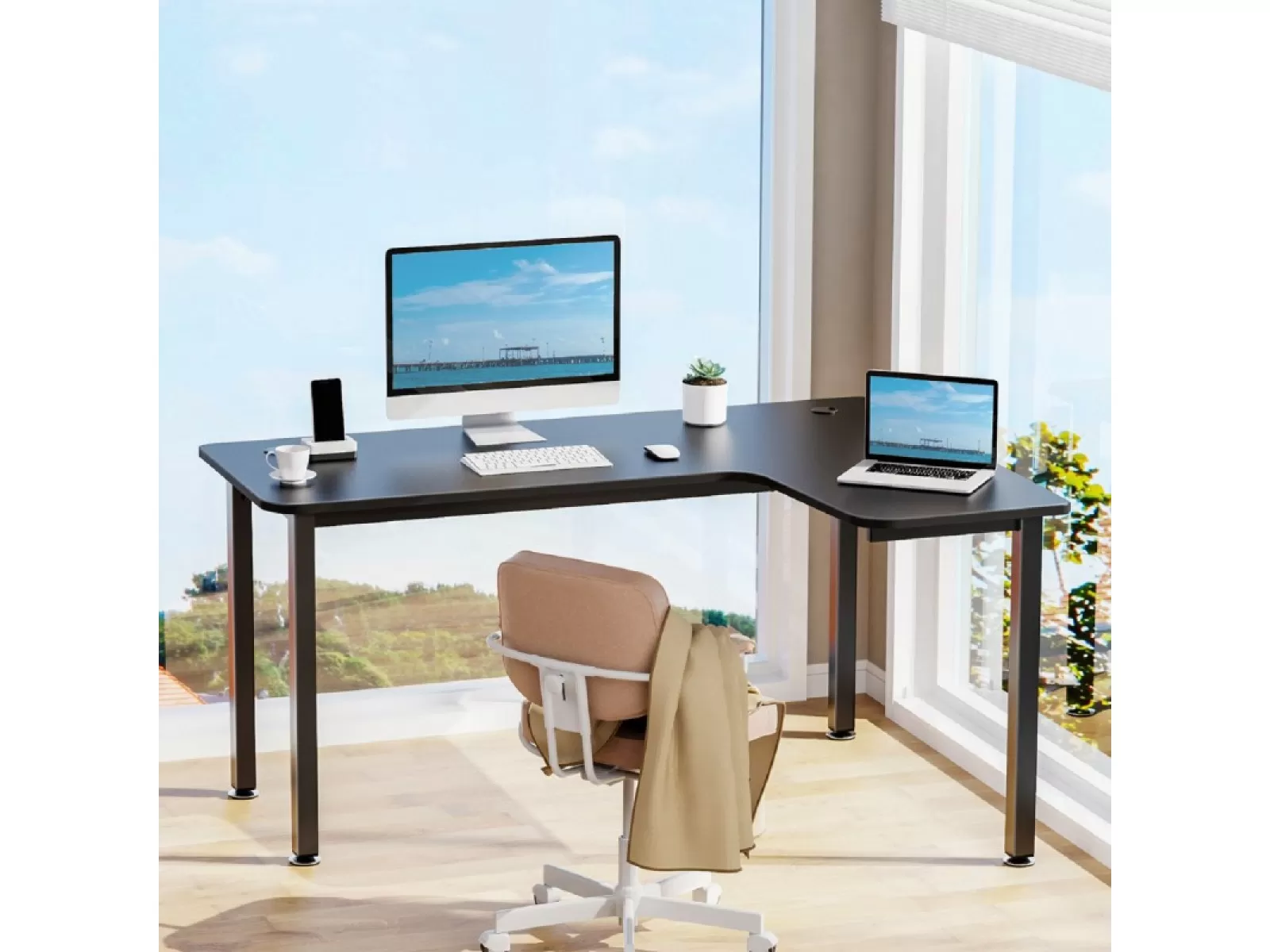 Угловой письменный стол для компьютера ERK-CD-L01R-60B 152см