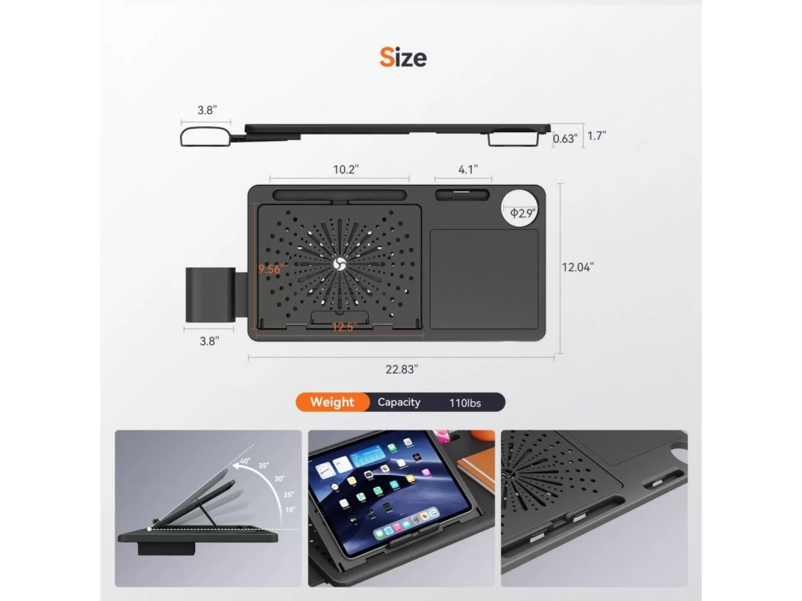 Съёмный ноутбучный столик для кресла FoxGear NETZ NTray
